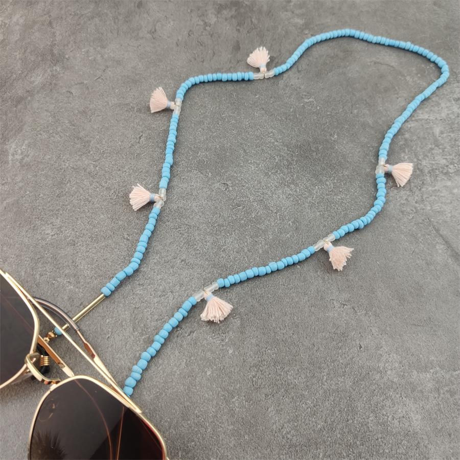 Boho perles de verre chaînes de lunettes avec coton gland lunettes de soleil lunettes de lecture chaîne lunettes porte-cordon sangle de cou corde