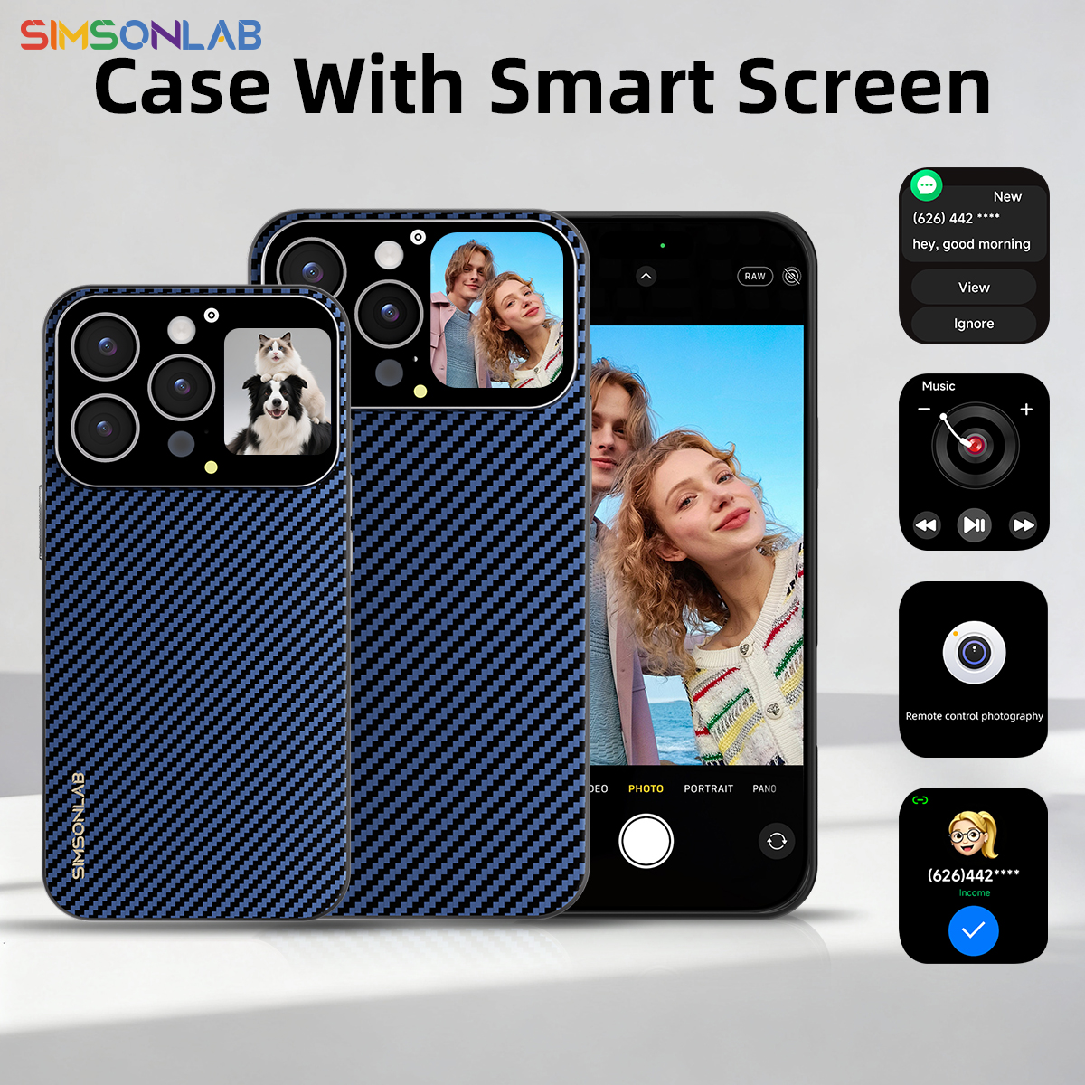 Nowe etui na iPhone'a z okienkiem na ekran, funkcją selfie, możliwość personalizacji zdjęć, wideo, tła, sterowania muzyką, prezenty świąteczne dla jabłko 2025