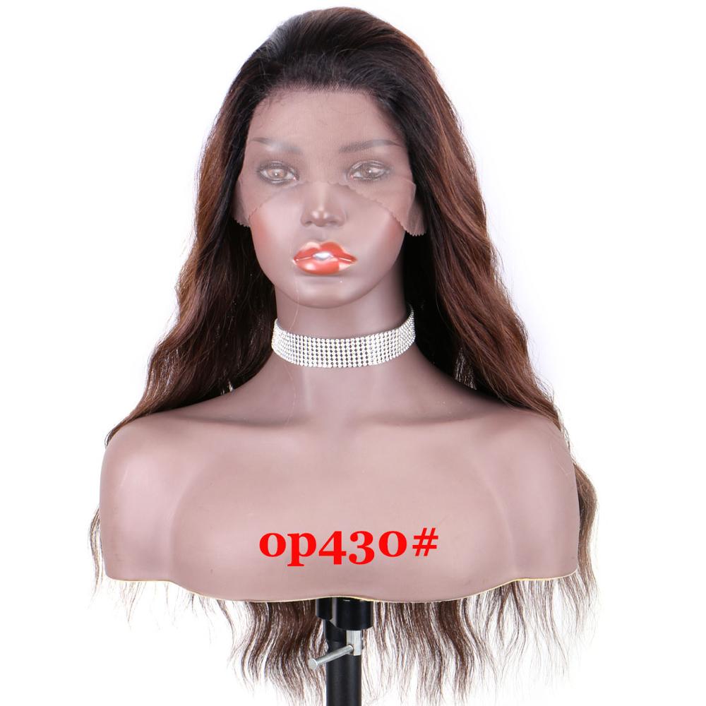 WonderLady OP430# Ombre Wigs For Women Black Brown Color Synthetic Lace Front Wigs With Baby Hair Natural Hairline Free Part 22"