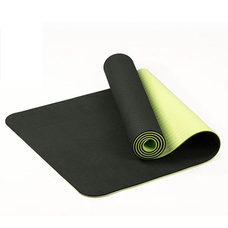 TPE Yoga Mat - 183x61cm - 6mm Thick - Non-Slip - Home Fitness Gym: Black