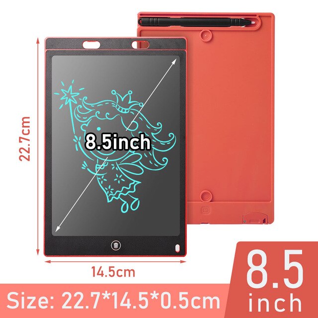 Electronic Drawing Board LCD Screen Writing Tablet Digital Graphic Drawing Electronic Handwriting Pad Board+Pen 8.5&#39;&#39; 12 inch: 8.5inch-red