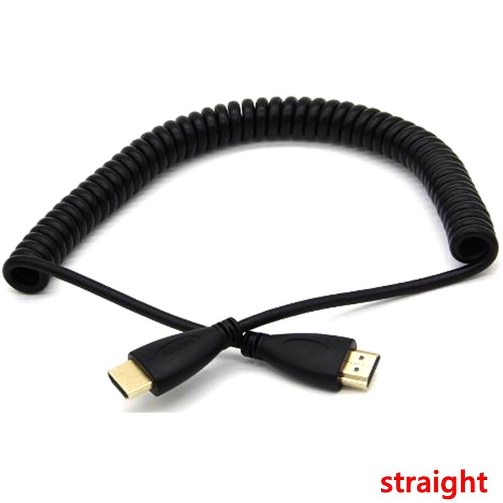 Spring Coiled Spiral Cable 90degree HDTV Male to Male Plug Cable For TV Camera Display 2m HDTV kaben: WHITE