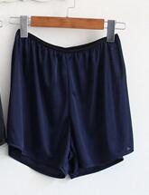 Loose short women pant liner slip female thin satin pants see through shorts: Navy Blue