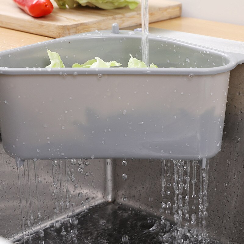 Multifunktionel hjørnevask afløbsstativ hylde sugekop vask afløbskurv skål svampholder køkken badeværelse opbevaringsholder