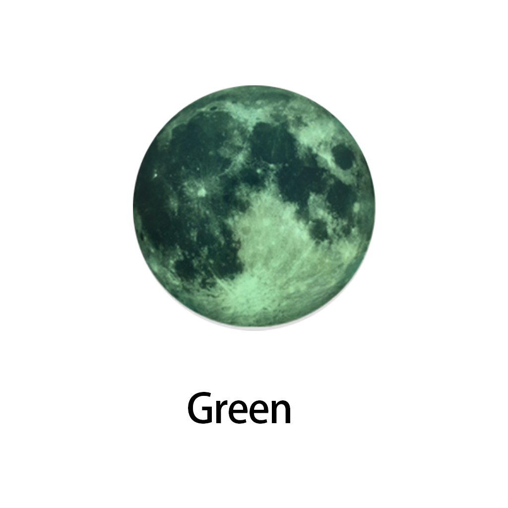 świetlny 3D duży księżyc naklejki fluorescencyjne na ścianę naklejki sypialnia wymienny pcv świecące w ciemności naklejki biuro Dom dekoracje prezent: zielony