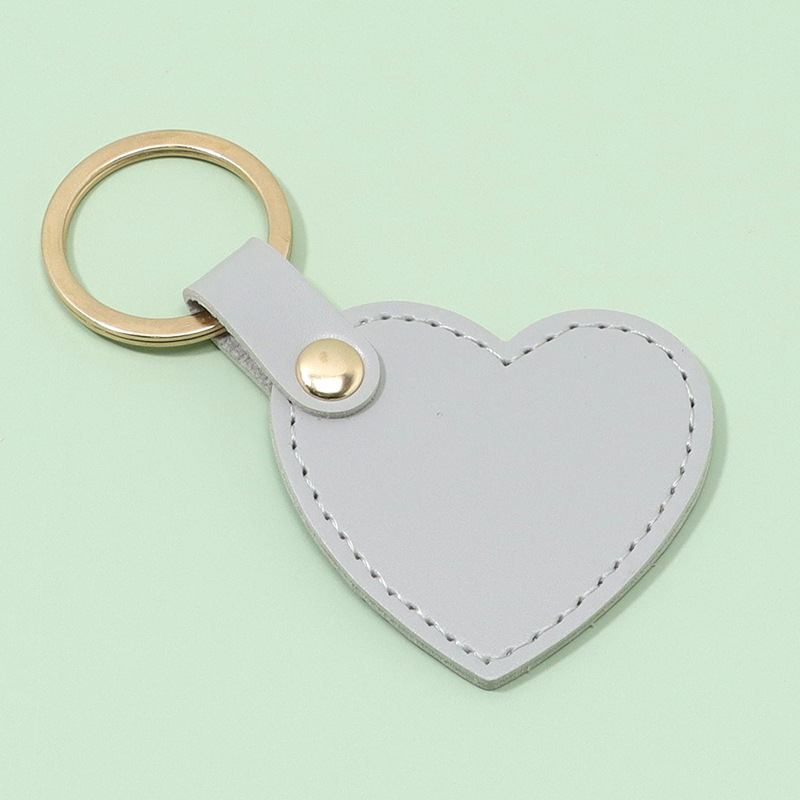 LLavero de cuero en forma de corazón para mujer, colgante de coche de Metal, pequeño, fresco, accesorios de , 5264: Gris
