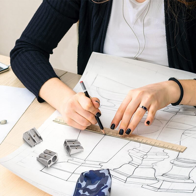 48 Pieces Handheld Metal Pencil Sharpener 2 Holes Manual Pencil Sharpeners For Graphite Pencils Supplies