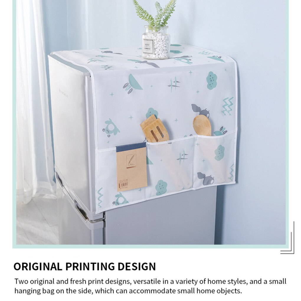 Refrigerator Dust-proof Cover with Storage Pockets Bag Household Kitchen Organizer Refrigerator Fridge Washing Machine Top Cover