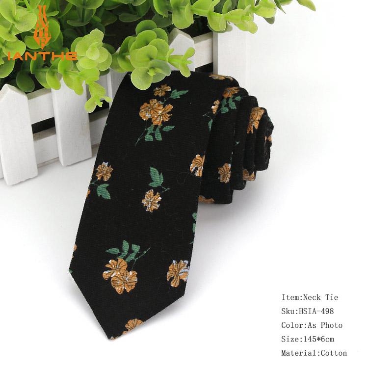 Slips til mænd afslappet bomuldshalsbånd til bryllup cravat slips til tynde slanke klassiske print slips: Ia498