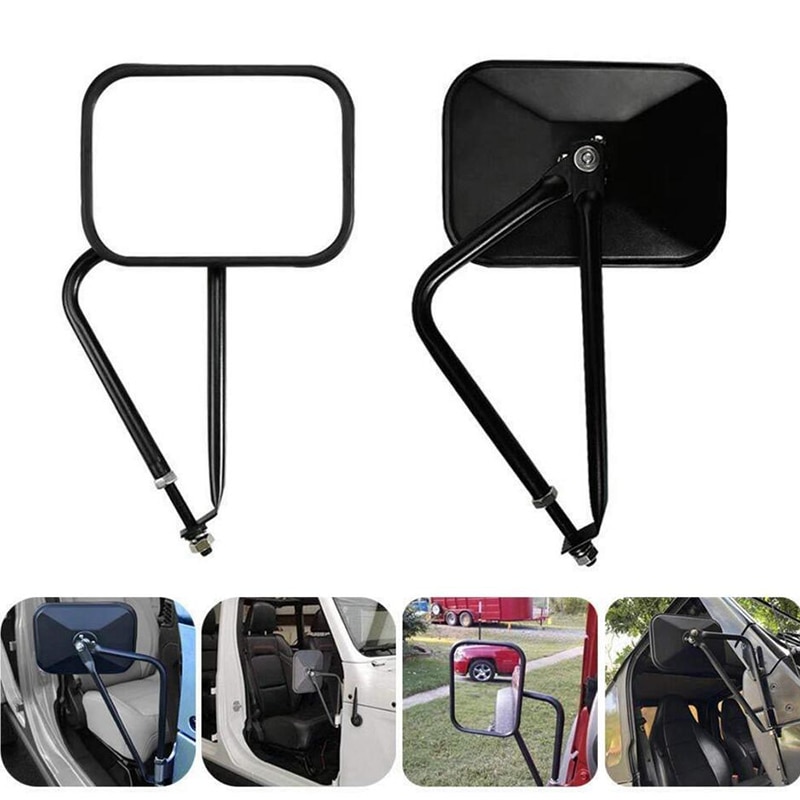 Complete zijspiegels Voor Jeep Wrangler TJ LJ 1997-2006, voor Wrangler JK Voor JKU 2007-2018 Geen Trillen Wiebel Zijaanzicht Achteruitkijkspiegel Zijspiegel Montage buitenspiegel (Kleur : Rectangular
