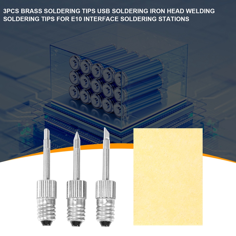 3Pcs Brass Soldering Tips USB Soldering Iron Head Welding Soldering Tips For E10 Interface Soldering Stations