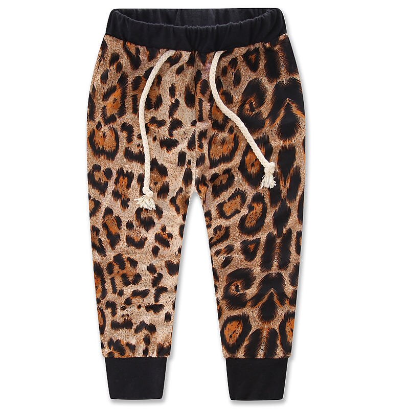 Nueva mezcla de algodón patrón de leopardo 2 uds chico bebé niño niña deportes Pullover con capucha abrigo pantalones conjunto ropa atuendo