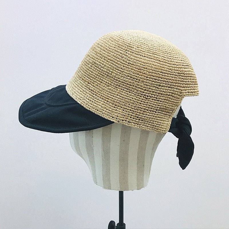 Summer Raffia crochet cloth along with female back bowknot baseball cap equestrian cap duck tongue straw hat