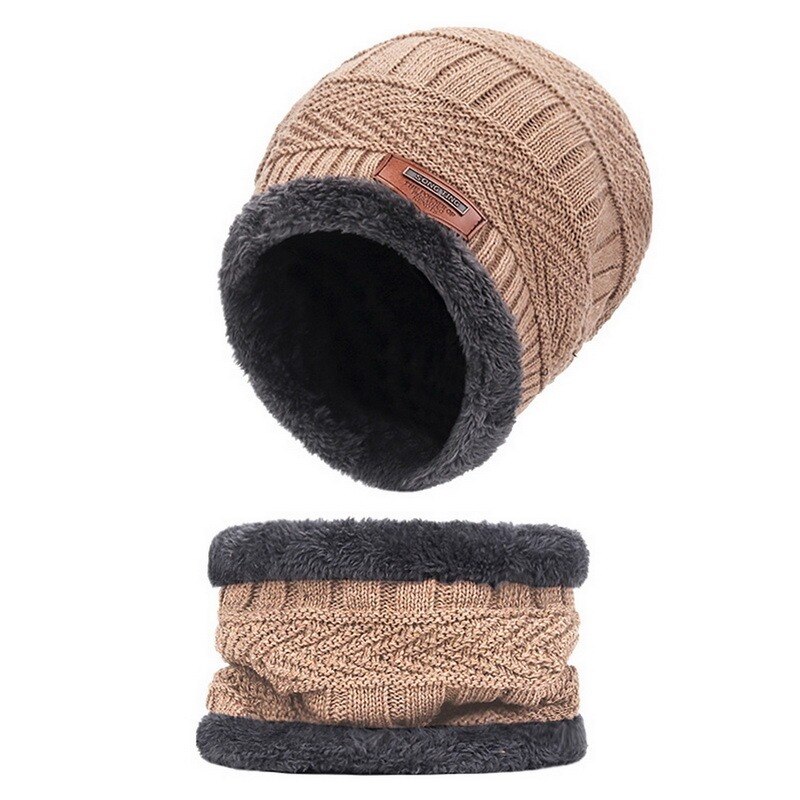 Winterstrickmütze für damen und herren, warm und dick gefüttert, mit samtfutter, Schließfach geschnitten, mit schal, marken-wintermütze, skimaske