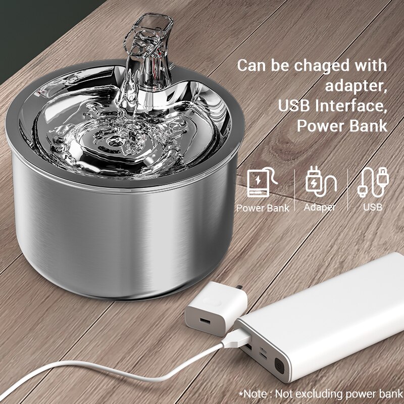 ROJECO Stainless Steel Cat Water Fountain Automatic Water Dispenser For Cat Dog Pet Smart Motion Sensor Water Purifier Drinker