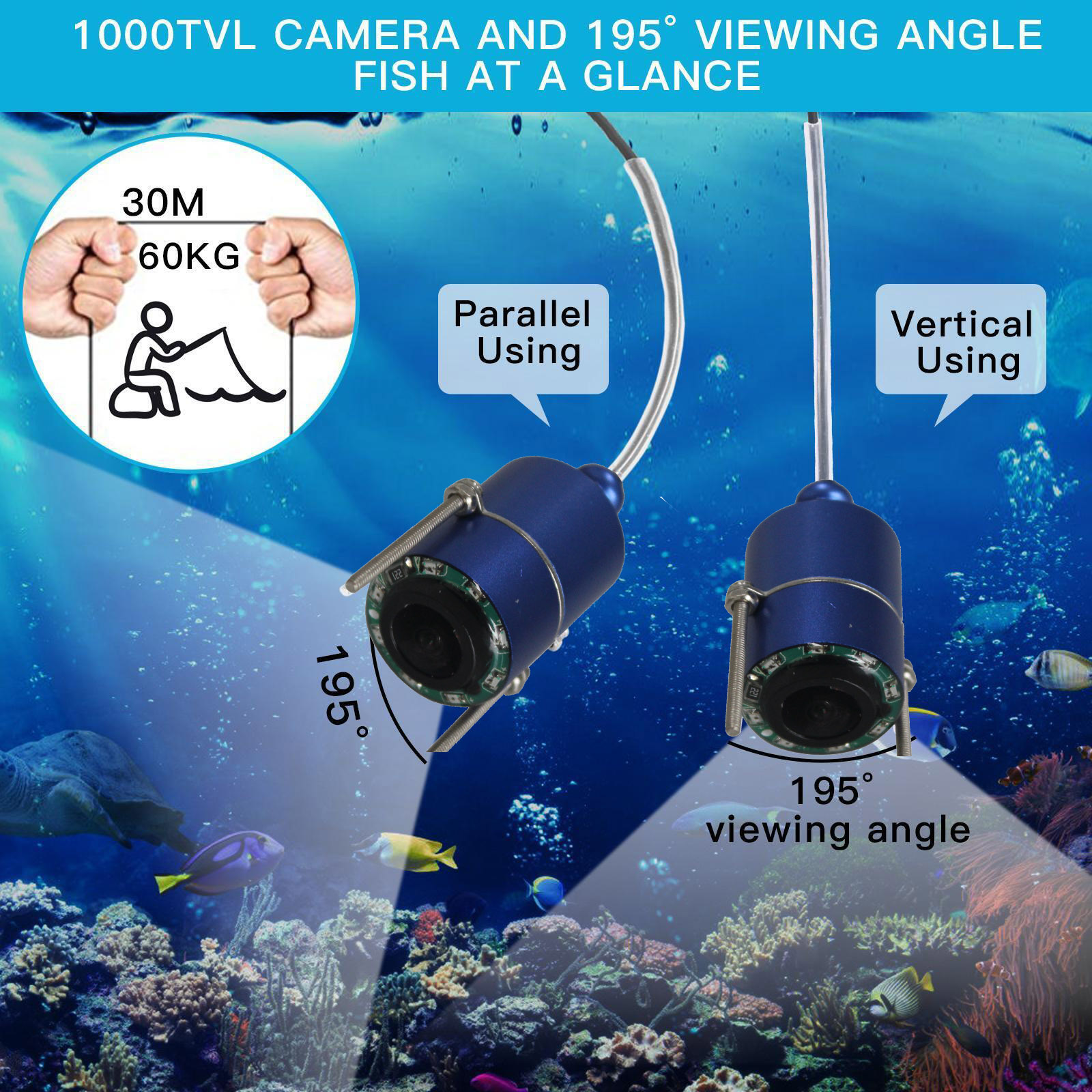 30m CMOS1000TVL Onderwater Camera hoofd reparatie Voor Fishfinder IR Infrarood Lamp Kan Aan/Uit Functie Vissen camera
