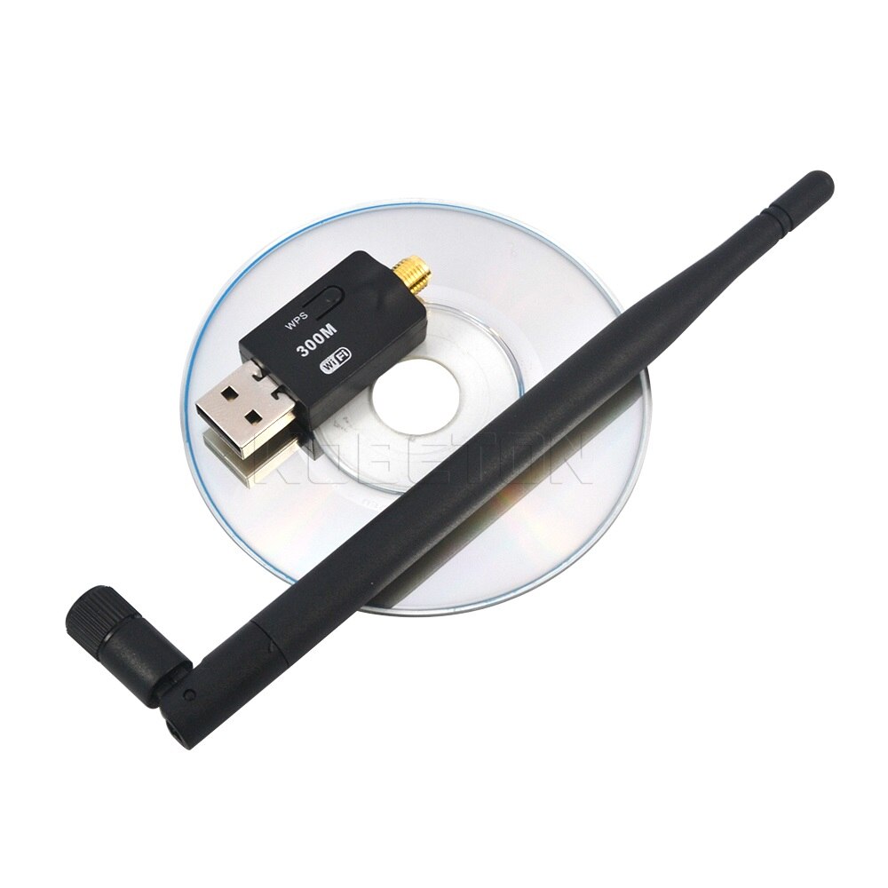 KEBETEME haute vitesse 300 Mbps Mini sans fil USB WiFi adaptateur carte lan avec antenne externe et bouton de fonction WPS pour ordinateur portable