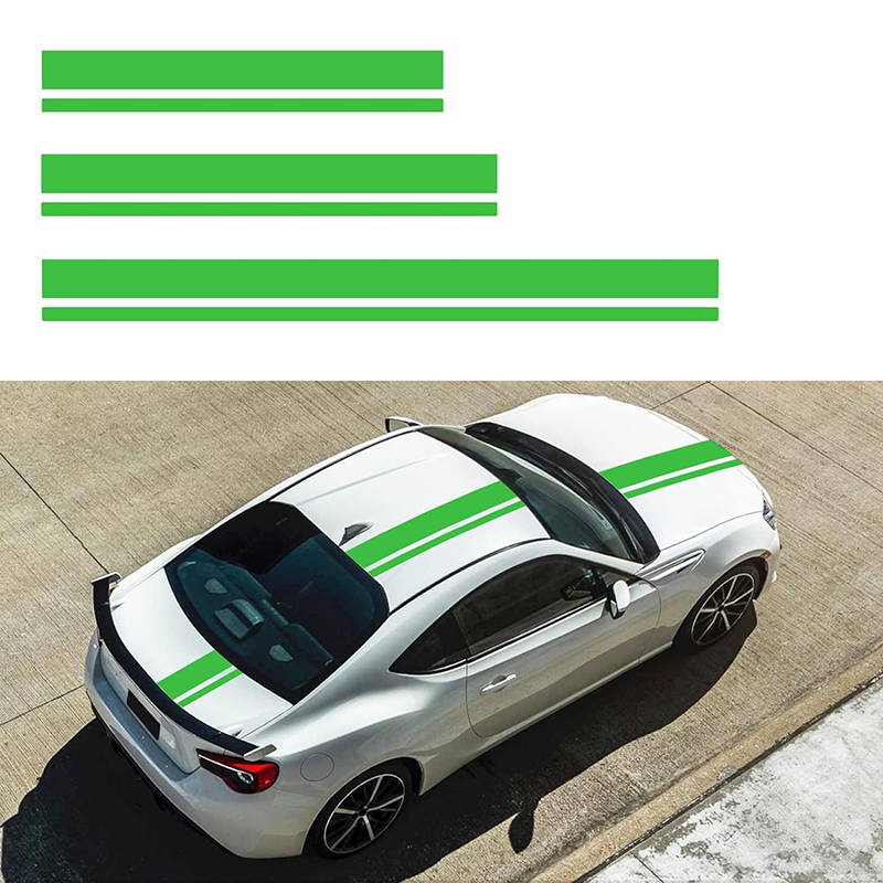 3pcs Car Body Long Stripe Sticker Car Hood Roof Tailgate Decorative Sticker Diy Car Body Sticker Suitable For All Cars: green