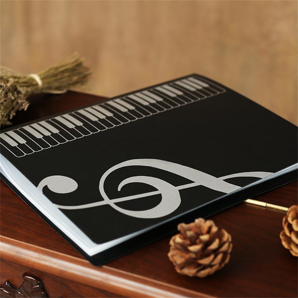 Libro de notas musicales ABS, 40 hojas, tipo de inserción, carpeta de libros de notas musicales, hoja de archivo, organizador de documentos, accesorios de almacenamiento: Negro