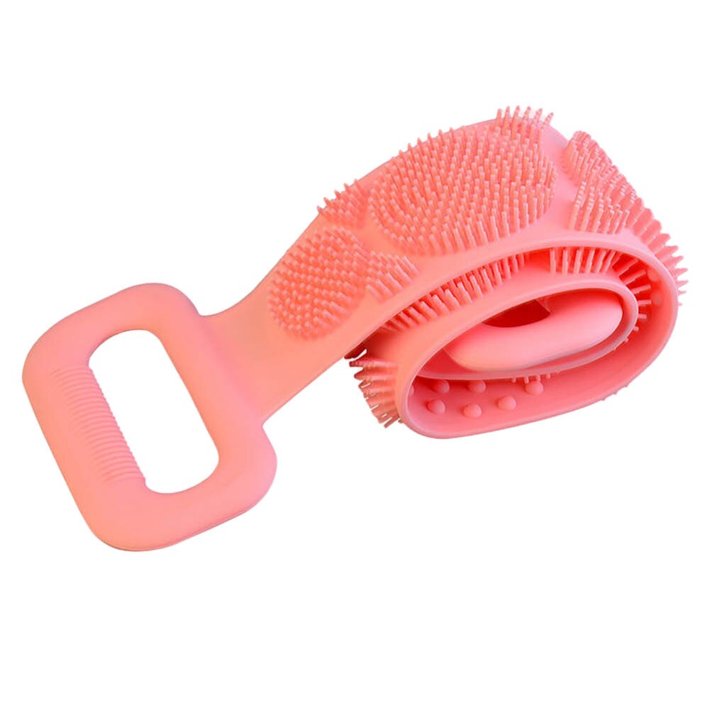 Double-Side Siliconen Bad Borstel Wassen Scrub Body Massage Douche Scrubber: Pink