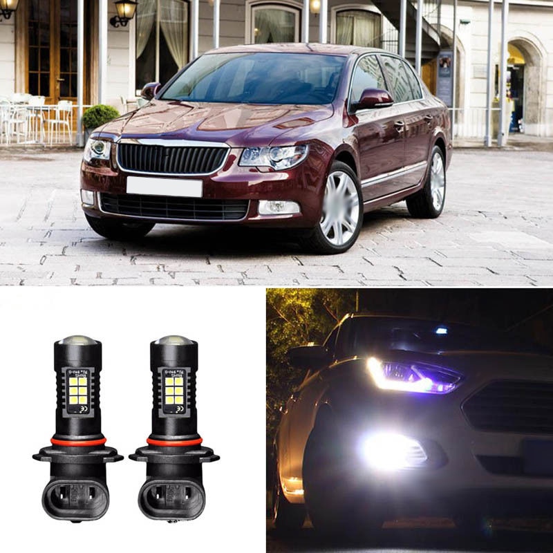 2x Canbus H8 3030 21Smd Led Drl Daytime Running Fog Light Bulbs For Skoda Superb