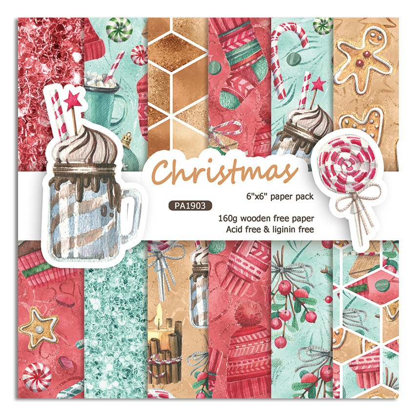 KSCRAFT 12 Sheets Christmas Scrapbooking Pads Paper Origami Art Background Paper Card Making DIY Scrapbook Paper Craft