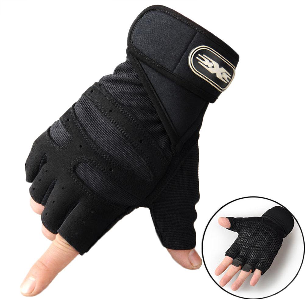 Himiss Man Anti-Slip Half Vinger Handschoenen Comfortabel Ademend Sport Handschoenen Voor Outdoor Sport Fietsen Gewichtheffen: black / XL