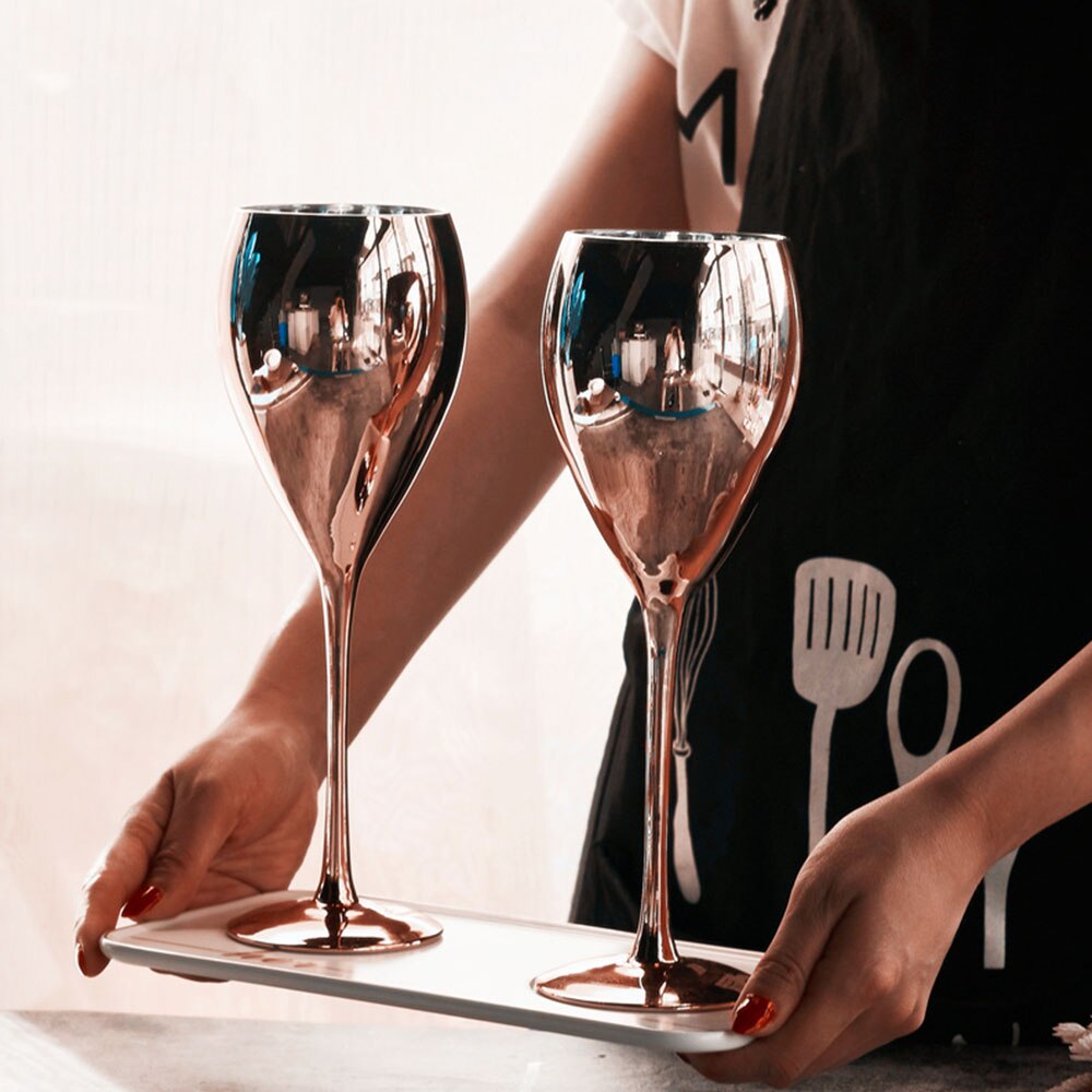 Copas de cristal de oro rosa, copa de vino, bebida de jugo, champán, vajilla de , cena, decoración del hogar, de lujo, 420ML