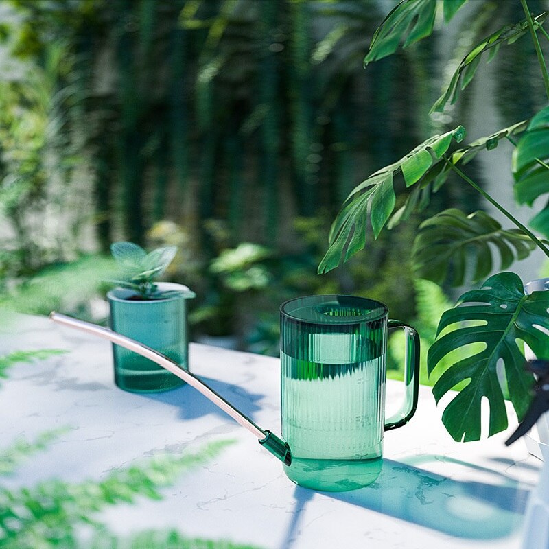 Latas de agua de 1L, de boca larga, macetas de riego de flores, suministros de jardinería, regadera de plantas, verde/gris/marrón