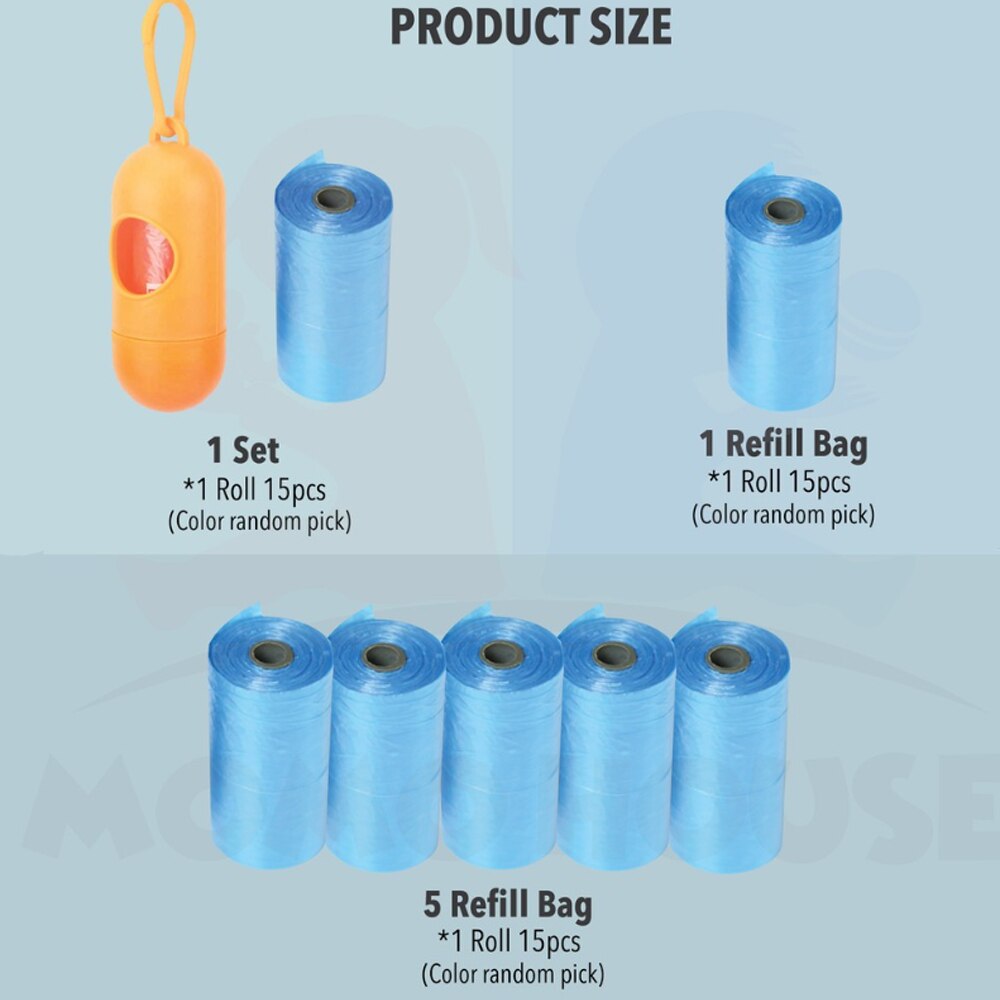 Tragbare Windel Entsorgung Kunststoff Spender Nachfüllung Rolle Windel Tasche: 5 rolls bags