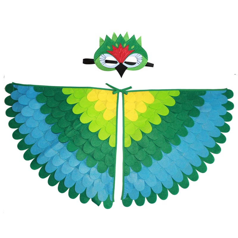 Disfraz de Halloween para niño y niña, traje de Halloween con ala de búho y pájaro con máscara, traje de Halloween para niño y niña, traje de Animal de lujo para niño pequeño, nuevos para niño: W20 Green Parrot