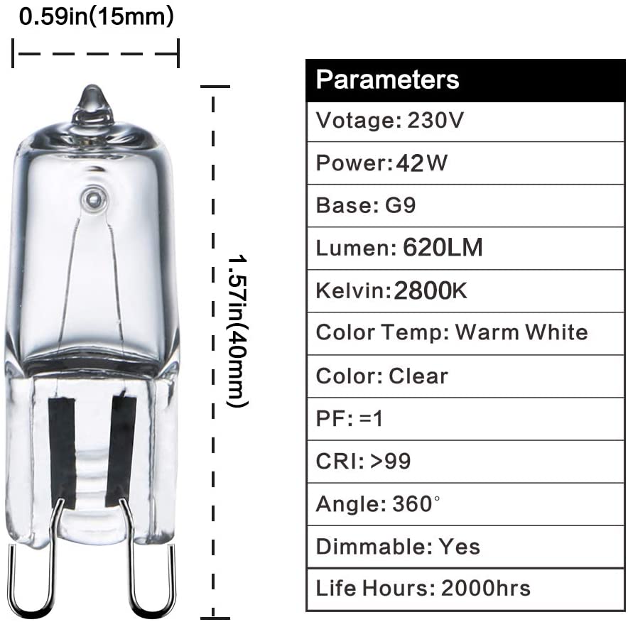 10Pcs G9 Halogeen Lamp 2800K 220V 25W / 40W / 60W Capsule Led Lamp lamp Geplaatst Kralen Kristallen Lamp
