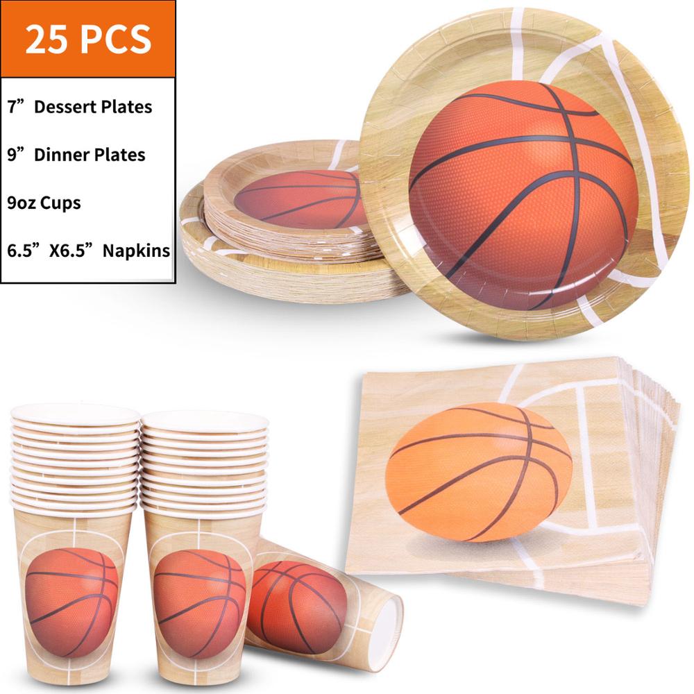 Basketball festrekvisita engangs tallerken sport tema engangs servise barn bursdag papir tallerken engangs servise