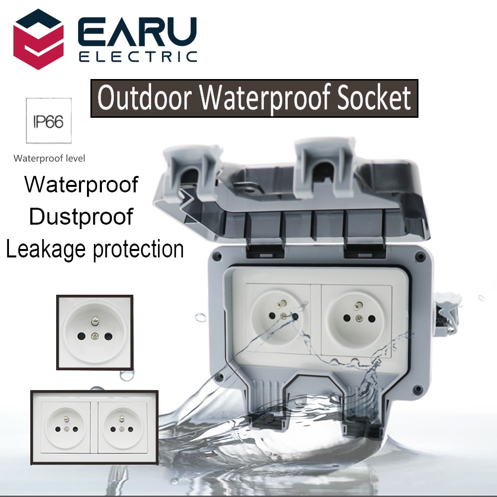 1Pc Frankrijk Fr Standaard IP66 16A AC250V Weerbestendige Waterdichte Outdoor Stopcontact Doos Stopcontact Voor Opladen Stapel