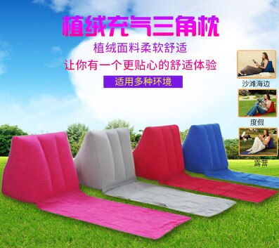 draussen Reise Aufblasbare Strand Liege matt Mit Weichen Dreieck Kissen PVC Beflockung Tragbare Einzigen Camping matt Gras Kissen