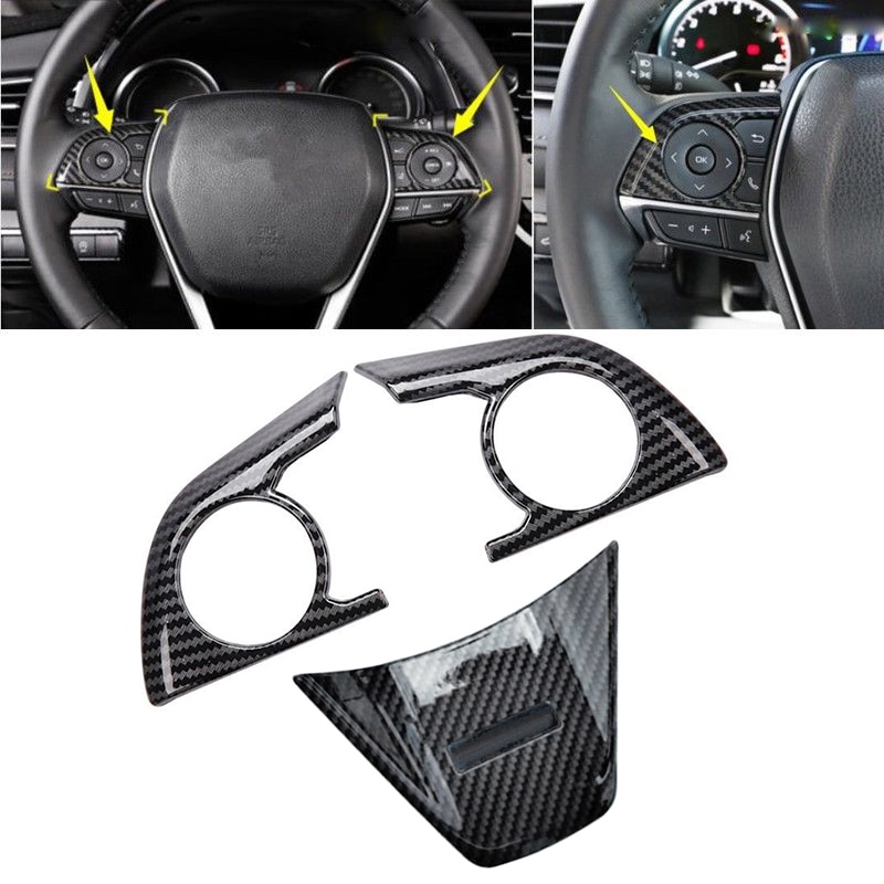 1 set koolstofvezel stuurwielknopframe-afdekking voor toyota camry
