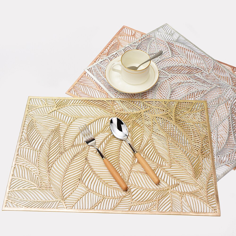 Individual Table Mat Rectangular Waterproof Non-Slip Table Mat Insulation Mat Coaster Home Decoration Table Mat PVC Placemat