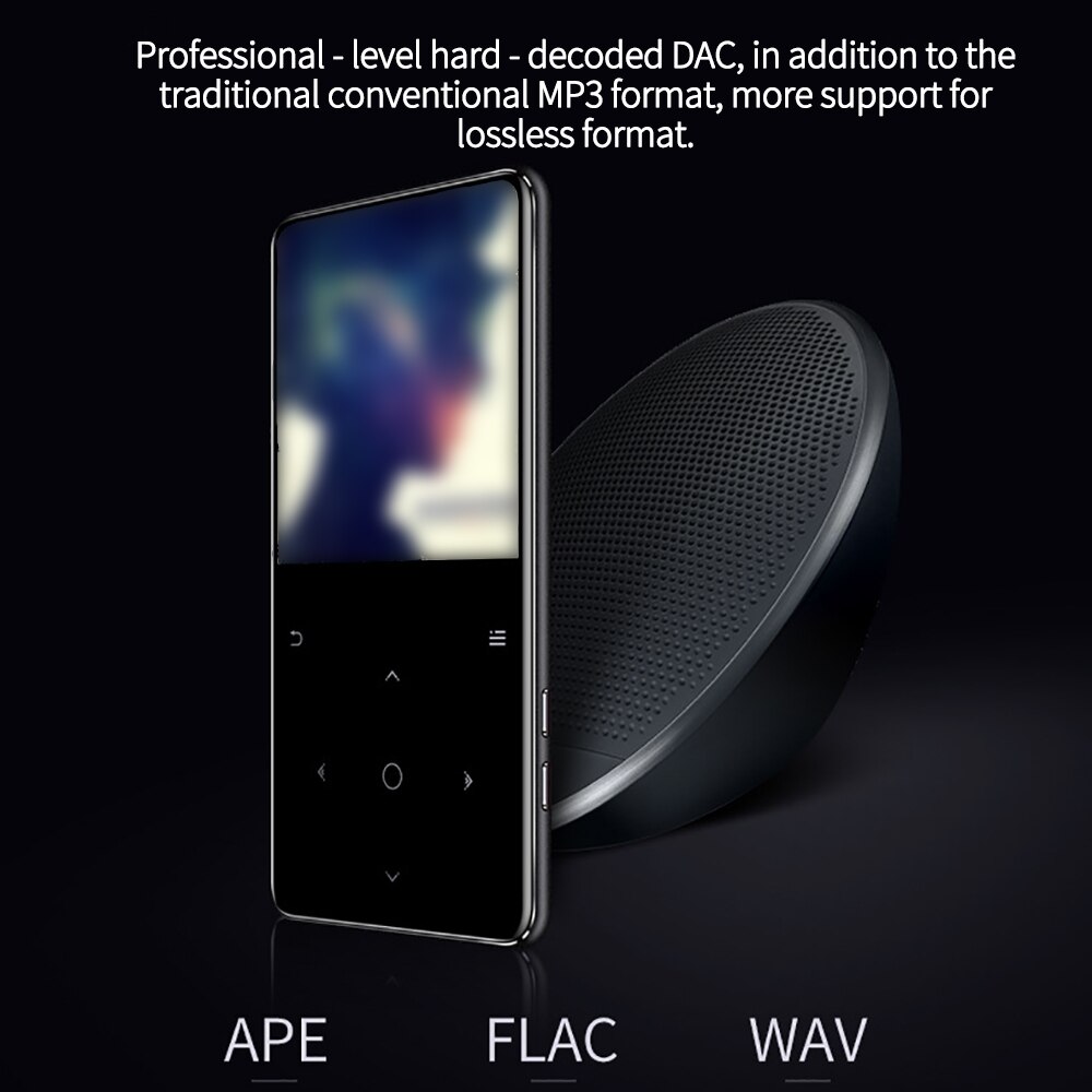 MP4 Player Portable Walkman FM Radio Recording Built-in Speaker with Bluetooth HiFi Metal Touch Key 2.4 Inch Tft Screen 8GB
