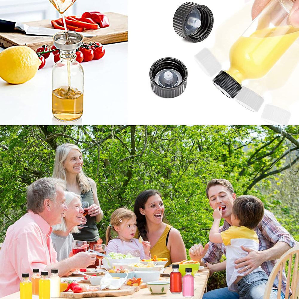 Glazen flessen met doppen, Wellness Shot-flessen Monsterflessen voor Bourbon Whiskey, drank, drank, oliën, tinctuur, hete saus, sap