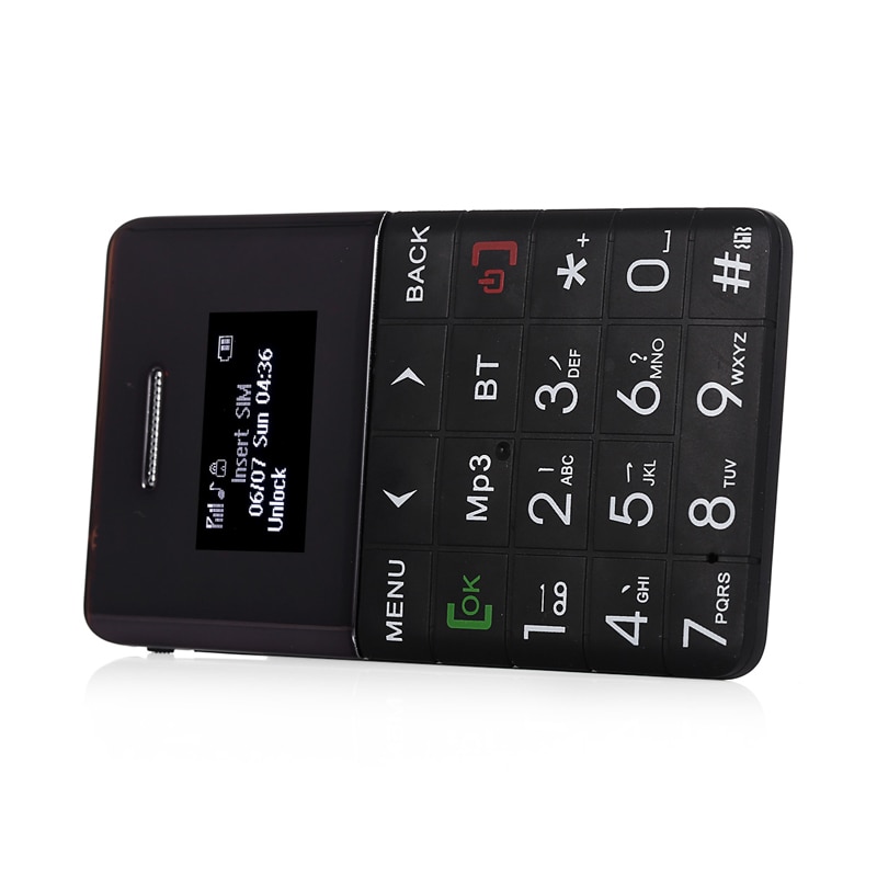 AEKU Q5 Ultra Thin Card Mobile Phone 5.5mm Pocket Mini Phone Quad Band Low Radiation Bluetooth Dialer Phone