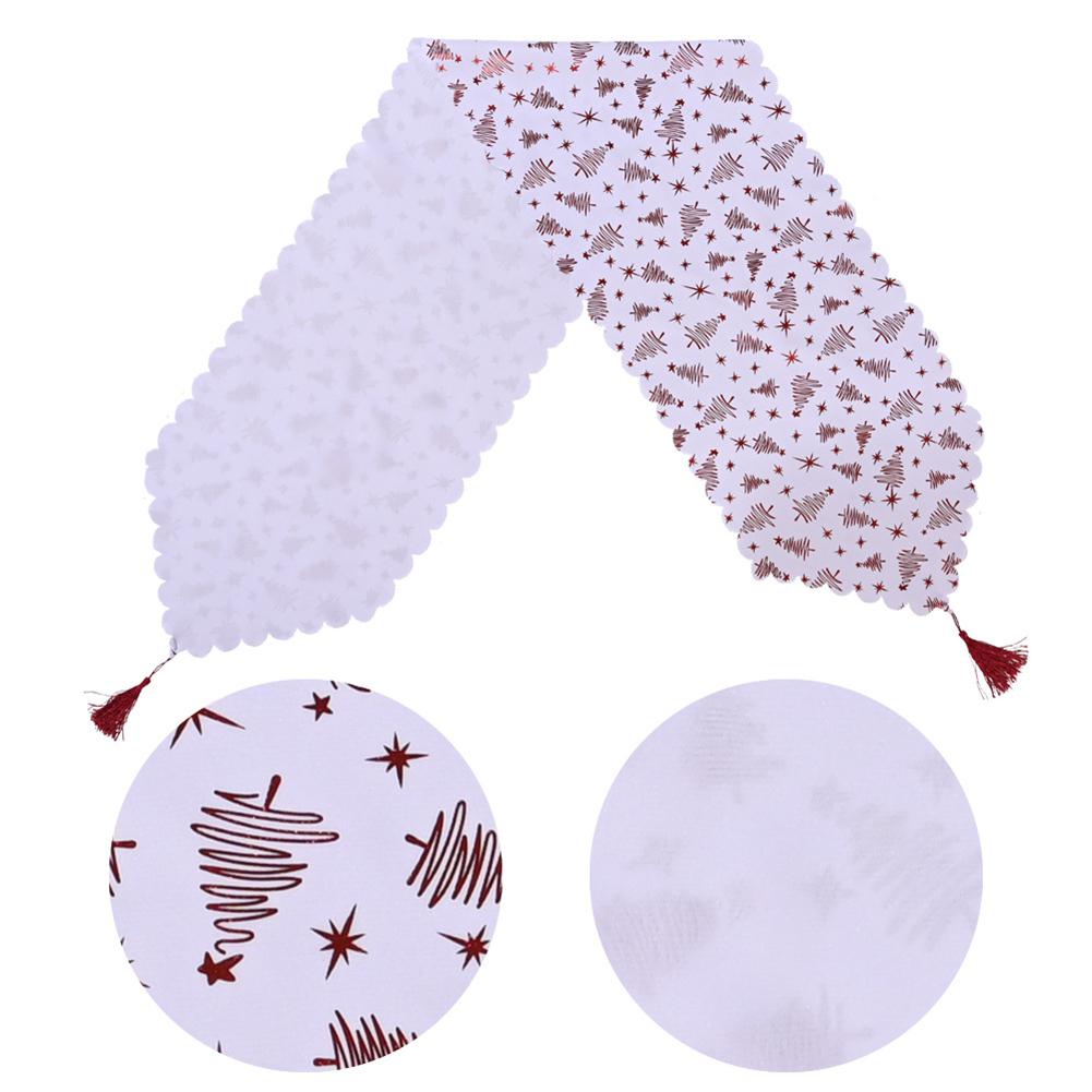 Gold Stamping White Table Runner for Christmas Party Decoration Table Runner Banquet Party Wedding Decoration Tafelloper
