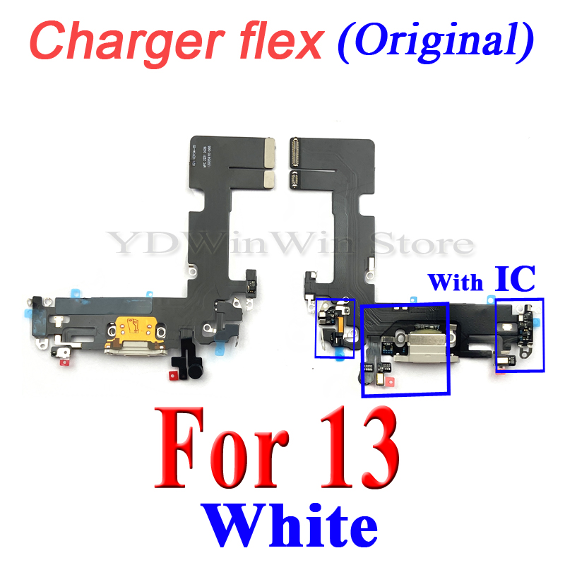 Dock Connector Charger Port Flex Cable For iPhone 13 Pro Max 13 mini USB Charging With Microphone IC Ribbon Replacement: grey