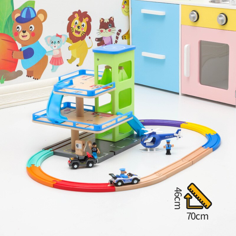 Woodentrack Scene Extension Accessories Multistorey Parking Lot Elevator Building Compatible with All Brands of Wooden Railway