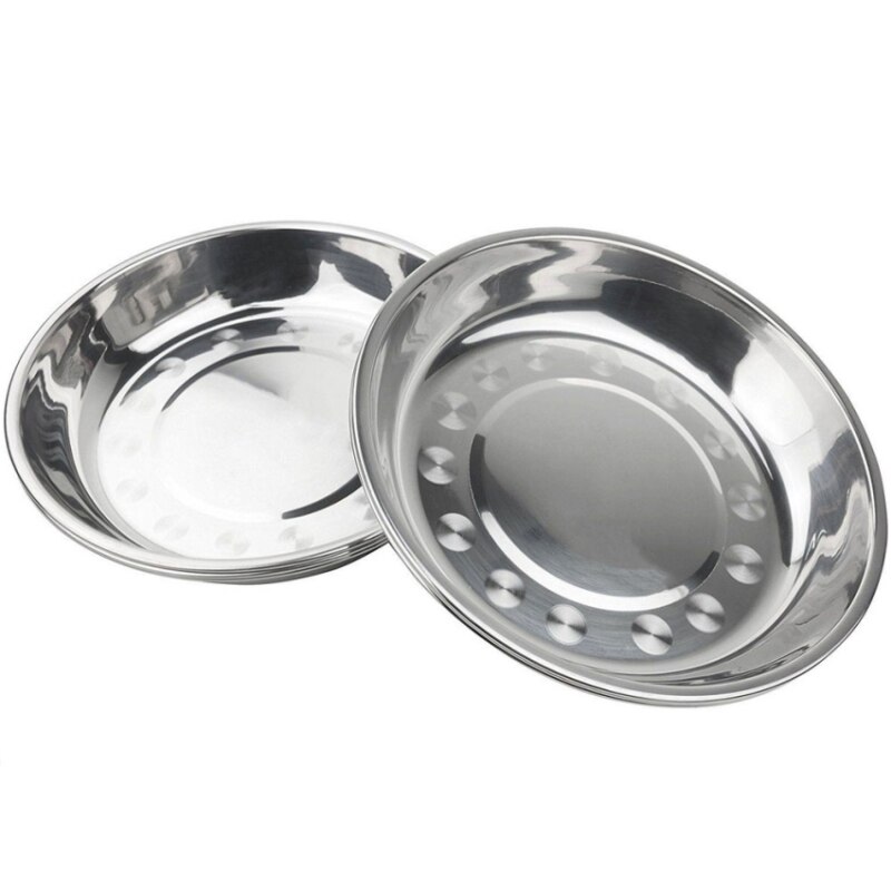 Multipurpose Soup Dish Stainless Steel Round Flat Plate Delicate Cake Metal Deep Plate Delicate Vegetables Fruit Dish Metal Plat