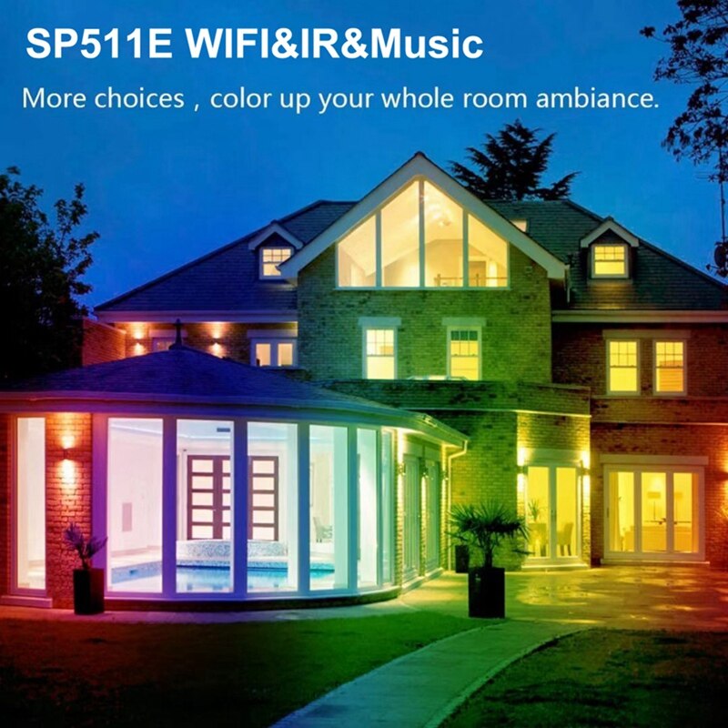 SP511E Wifi música Controlador LED para WS2812B WS2811 Pixel accesible RGB tira de LED de salida Dual Control de voz inteligente