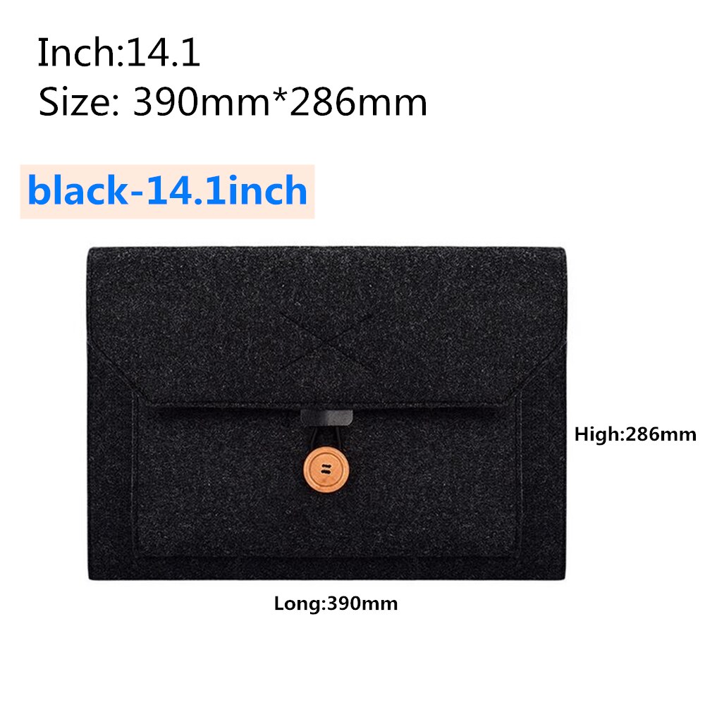 Laptop Protective Case For Apple computer bag Macbook Air Pro 13.3 14.1 15.4 inch Millet Notebook Felt liner bag: black-14.1inch