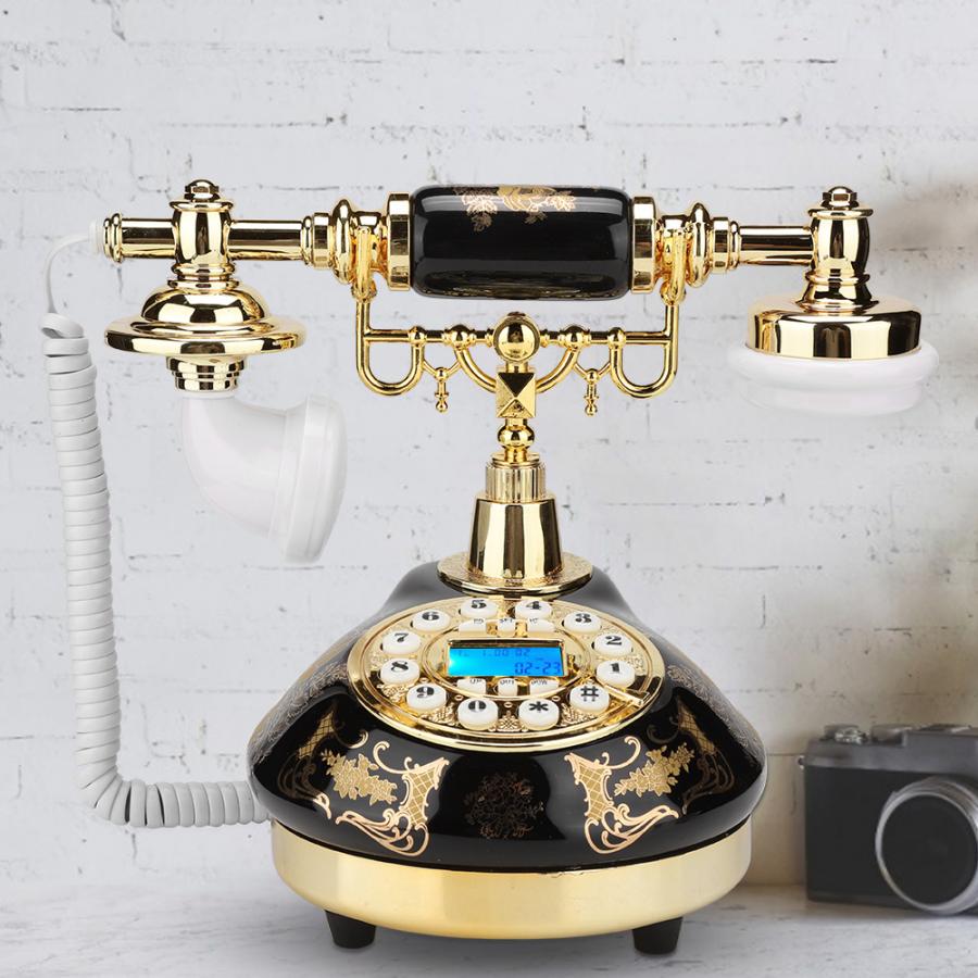 MS-9107 Ceramic Black Gold Flower Pattern Antique Telephone Home Decor Desk Phone cordless phone