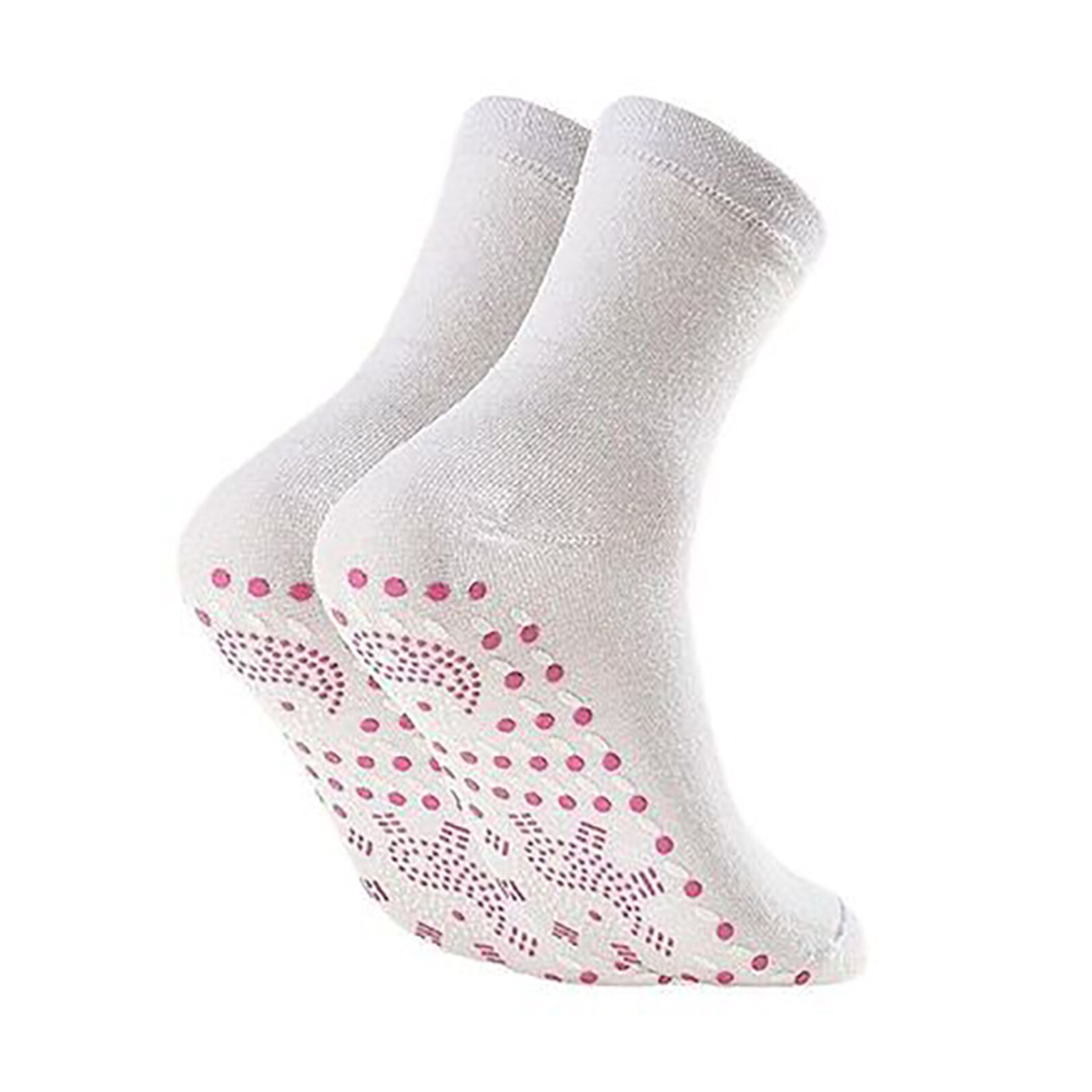 Calcetines de turmalina para hombre y mujer, calcetín para el cuidado de la salud, terapia magnética, cómodo, transpirable, masajeador de pies, alivio del dolor: Blanco