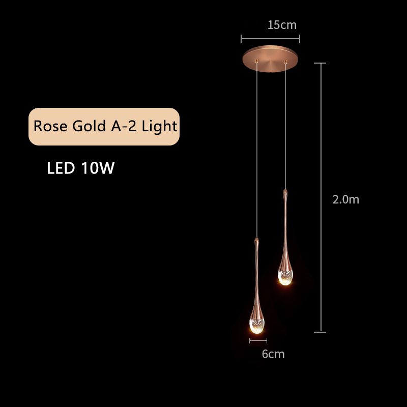 Plafonnier LED suspendu en forme de goutte d'eau, luxueux, éclairage d'intérieur, luminaire décoratif de plafond, idéal pour un salon, une chambre à coucher ou un bar
