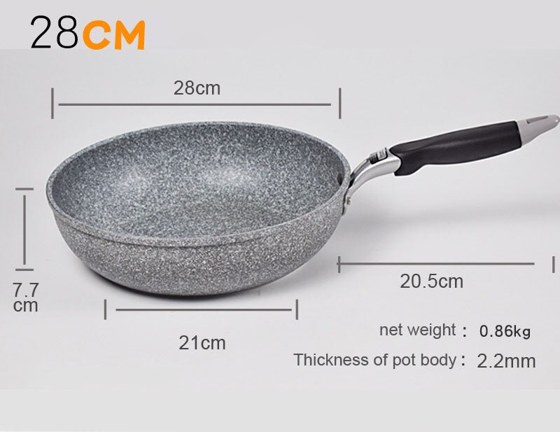 Geetest Marble Stone Nonstick Frying Pan with Heat Resistant Bakelite Handle,Granite Induction Egg Skillet,Dishwasher Safe: Wok 28cm